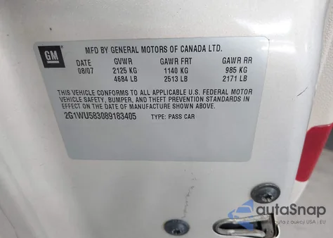 2008 Chevrolet Impala Ltz z USA, uszkodzony, nr VIN 2G1WU583089183405